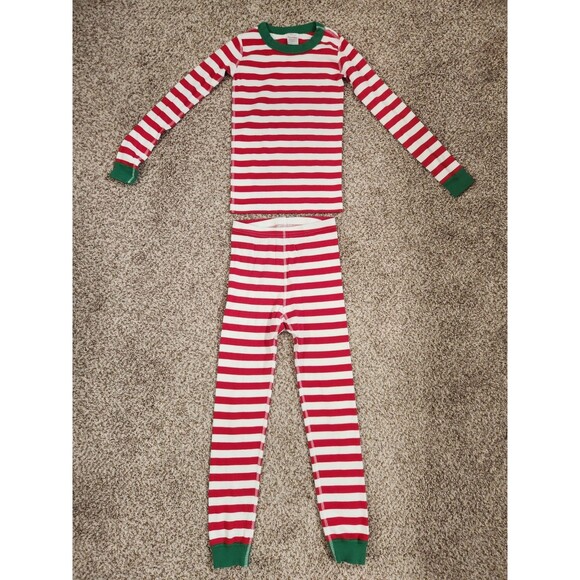 HANNA ANDERSSON Christmas Stripes Pajama Set Kids 130 US Size 8 Organic Cotton - Picture 1 of 9